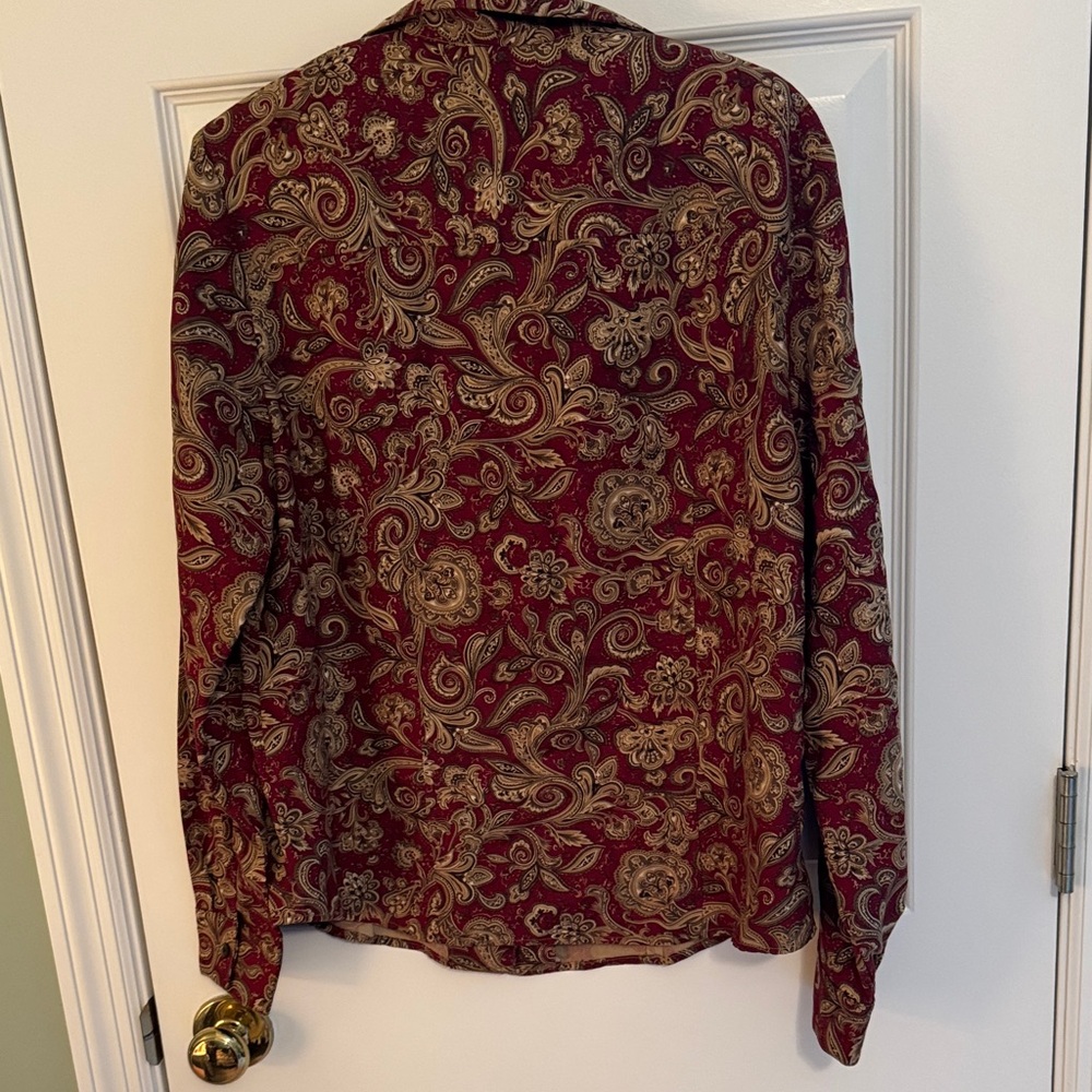 Silk and Wool Paisley Print Women's Blouse - Picture 3 of 5